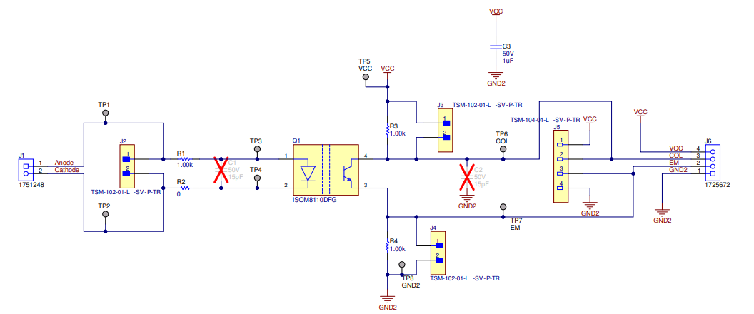 原理图 - Texas Instruments ISOM8110DFGEVM 驱动评估模块